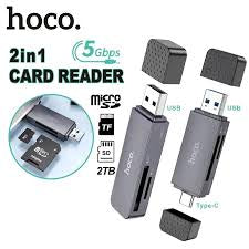 Lecteur de Carte 2 en 1 HOCO – USB &amp Type-C, Ultra Rapide 5Gbps